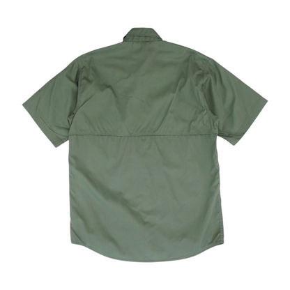 Green Solid Short Sleeve Button Down