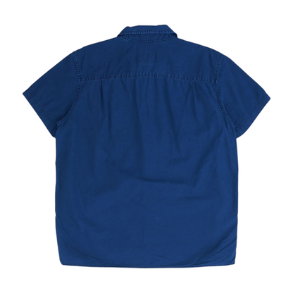 Navy Solid Short Sleeve Button Down