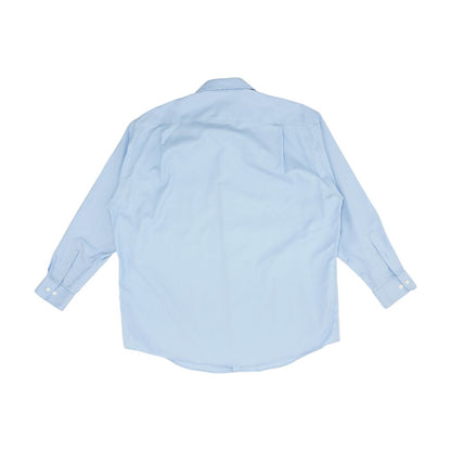 Blue Solid Long Sleeve Button Down