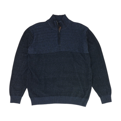 Blue Color Block 1/4 Zip Sweater