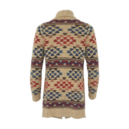 Tan Geometric Cardigan Sweater