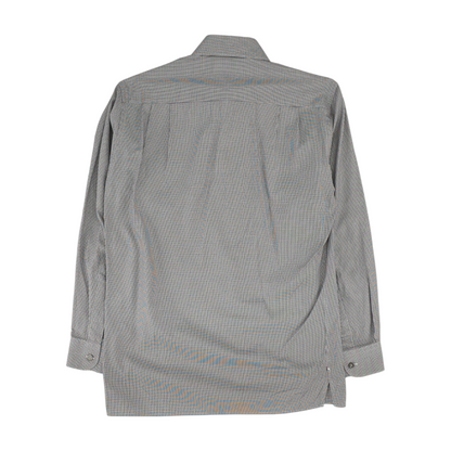White Houndstooth Long Sleeve Button Down