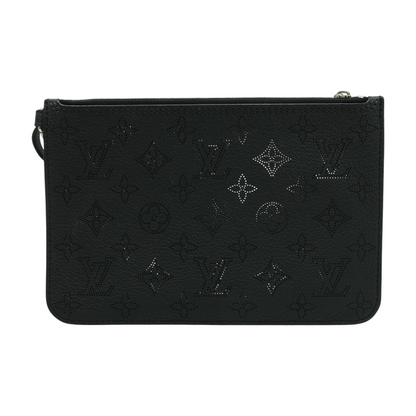 Black Perforated Leather Pouch