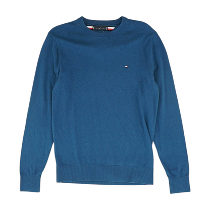 Blue Solid Pullover Sweater