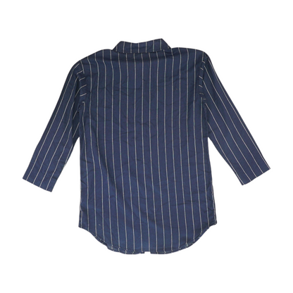 Navy Striped Button Down