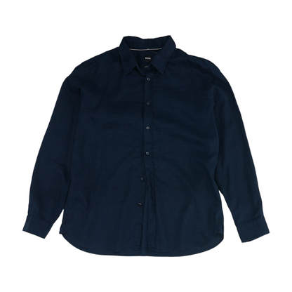 Navy Solid Long Sleeve Button Down