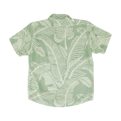 Green Print Short Sleeve Button Down