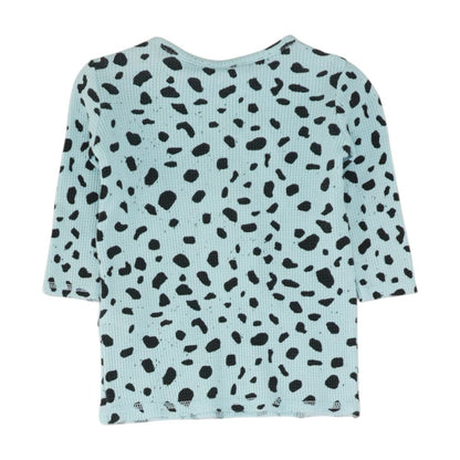 Blue Animal Print Crewneck Knit Top
