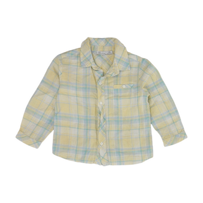 Yellow Plaid Long Sleeve Button Down