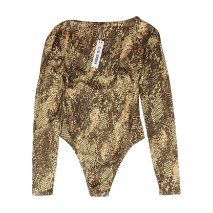 Brown Animal Print Long Sleeve Blouse