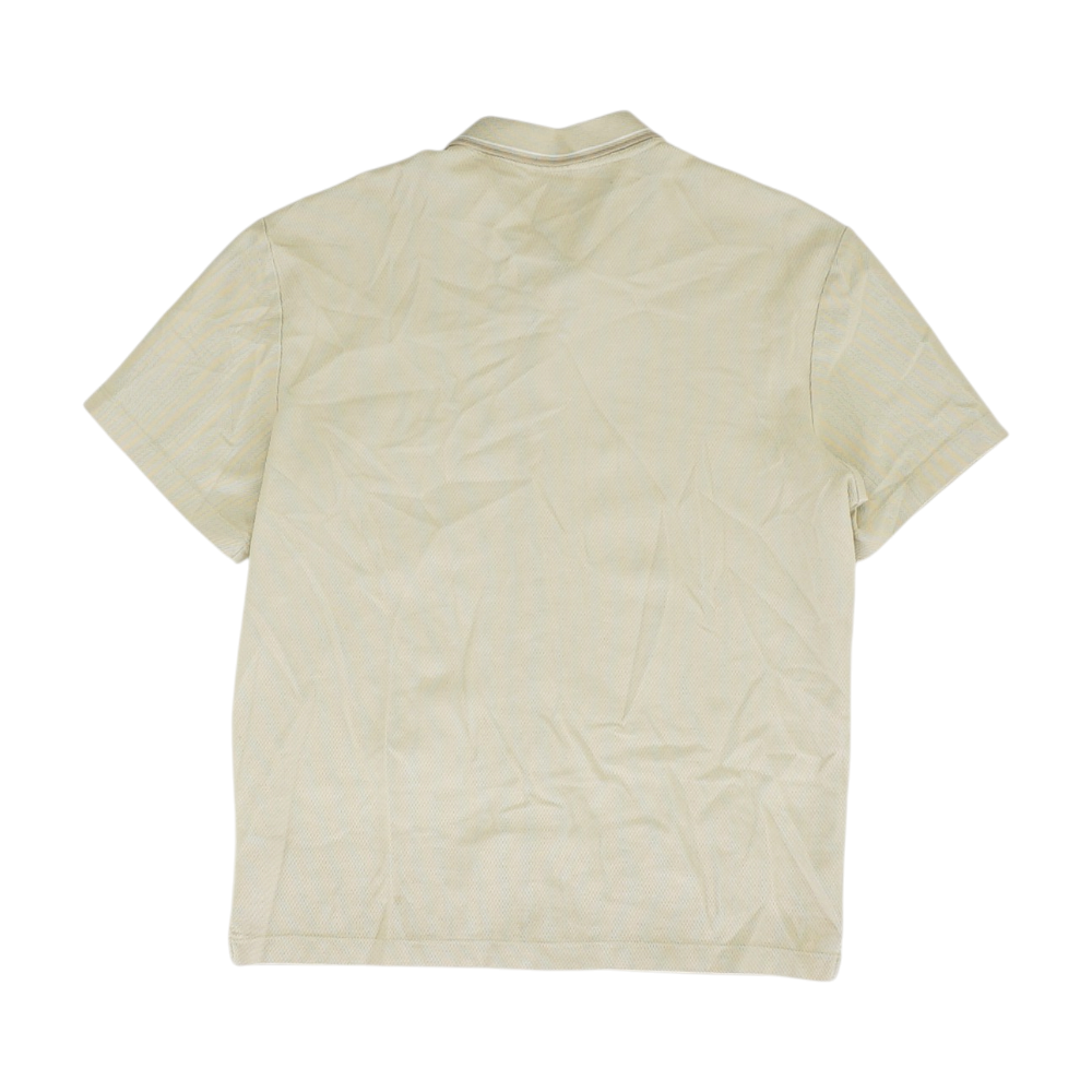 Beige Solid Short Sleeve Button Down