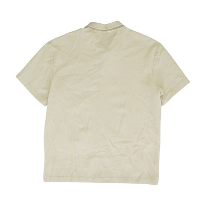 Beige Solid Short Sleeve Button Down