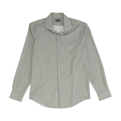 Gray Print Long Sleeve Button Down