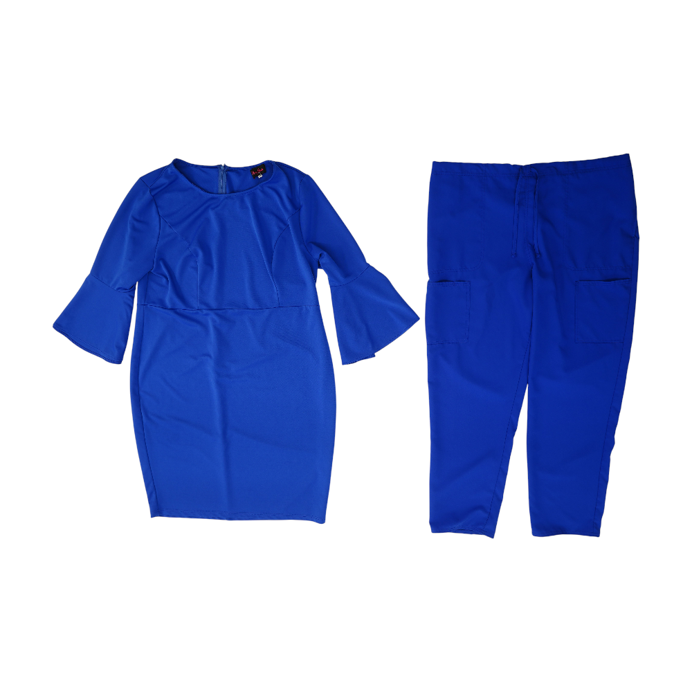 Blue Plus Solid Pant Set