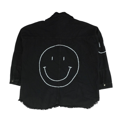 Black Solid Denim Jacket