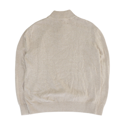 Beige Solid 1/4 Zip Sweater
