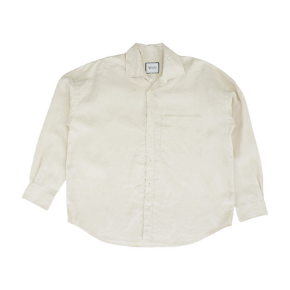 Beige Solid Long Sleeve Button Down