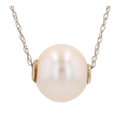 10K Yellow Gold Cultured Pearl Pendant Necklace