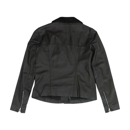 Black Solid Leather Jacket