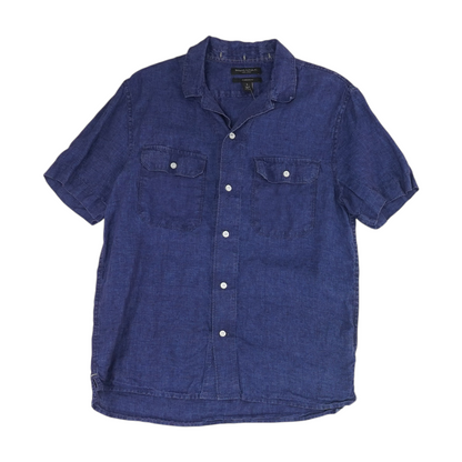 Indigo Solid Short Sleeve Button Down