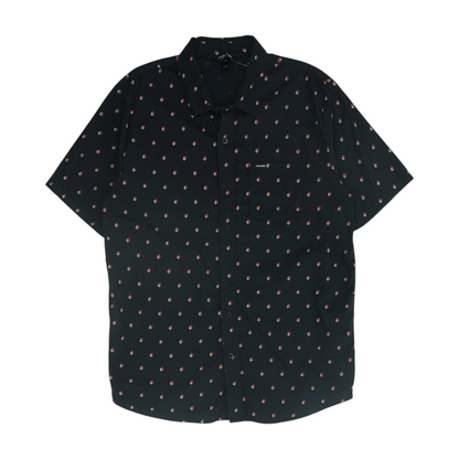 Black Geometric Short Sleeve Button Down