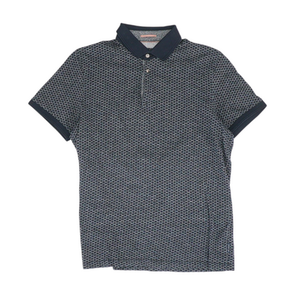 Navy Geometric Short Sleeve Polo