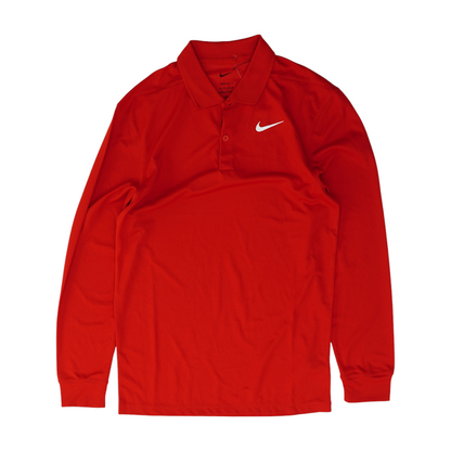 Red Solid Long Sleeve Polo