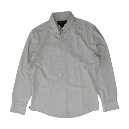 White Plaid Long Sleeve Button Down