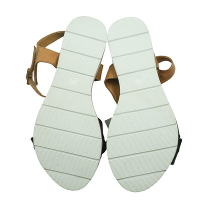Brown and Black Flat Sandals
