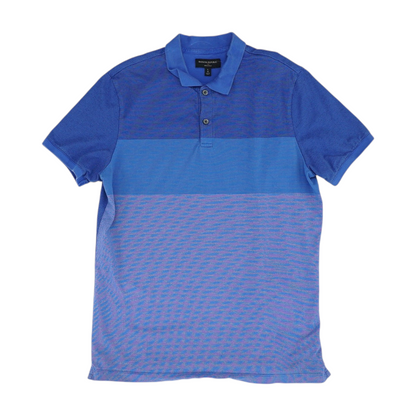 Blue Color Block Short Sleeve Polo