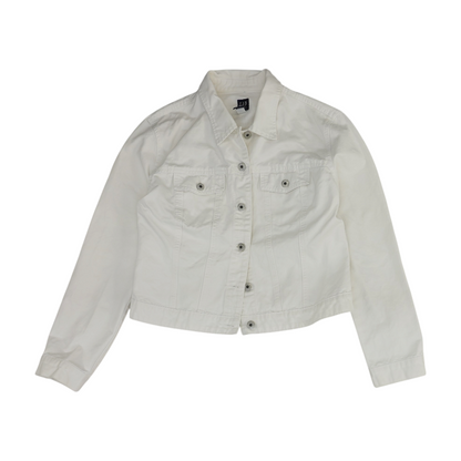 White Solid Denim Jacket
