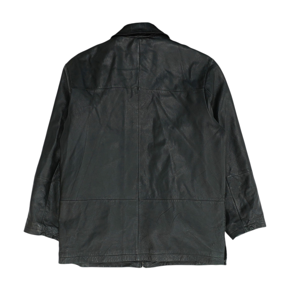 Black Solid Leather Jacket