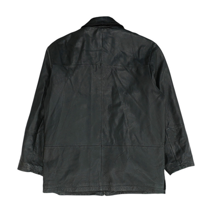 Black Solid Leather Jacket