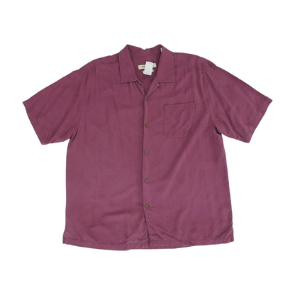 Purple Solid Short Sleeve Button Down