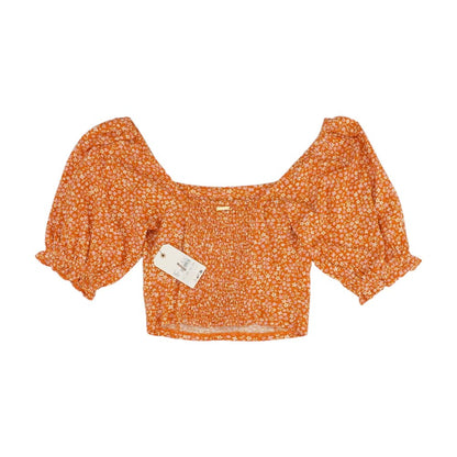 Orange Floral Cropped Blouse