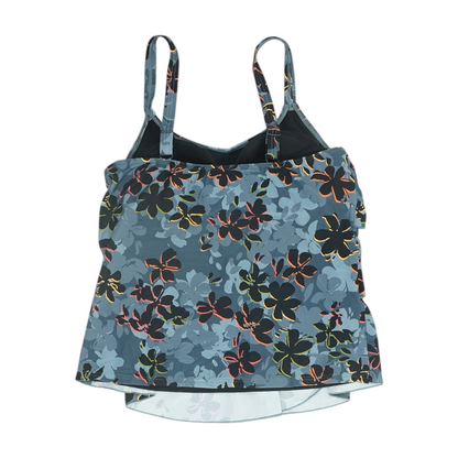 Gray Floral Swim Top