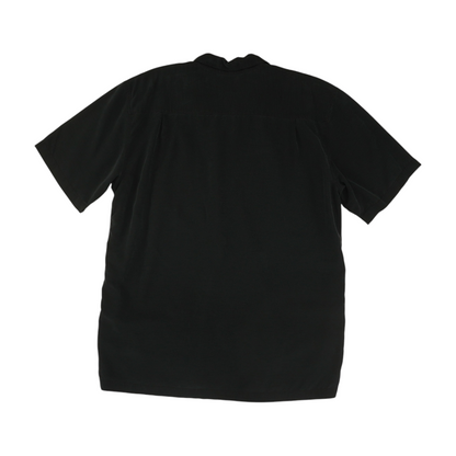 Black Solid Short Sleeve Button Down