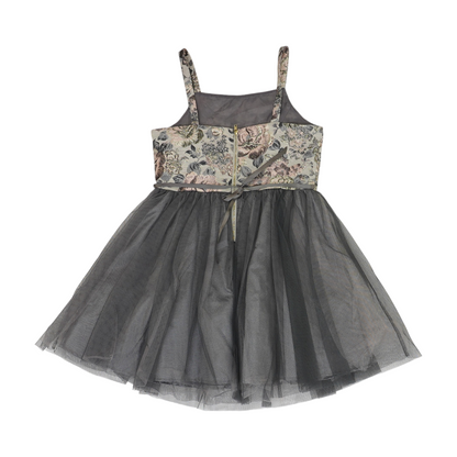 Gray Floral Formal Dress