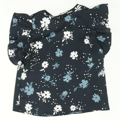 Navy Floral Short Sleeve Blouse