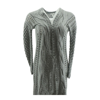 Gray Solid Cardigan Sweater