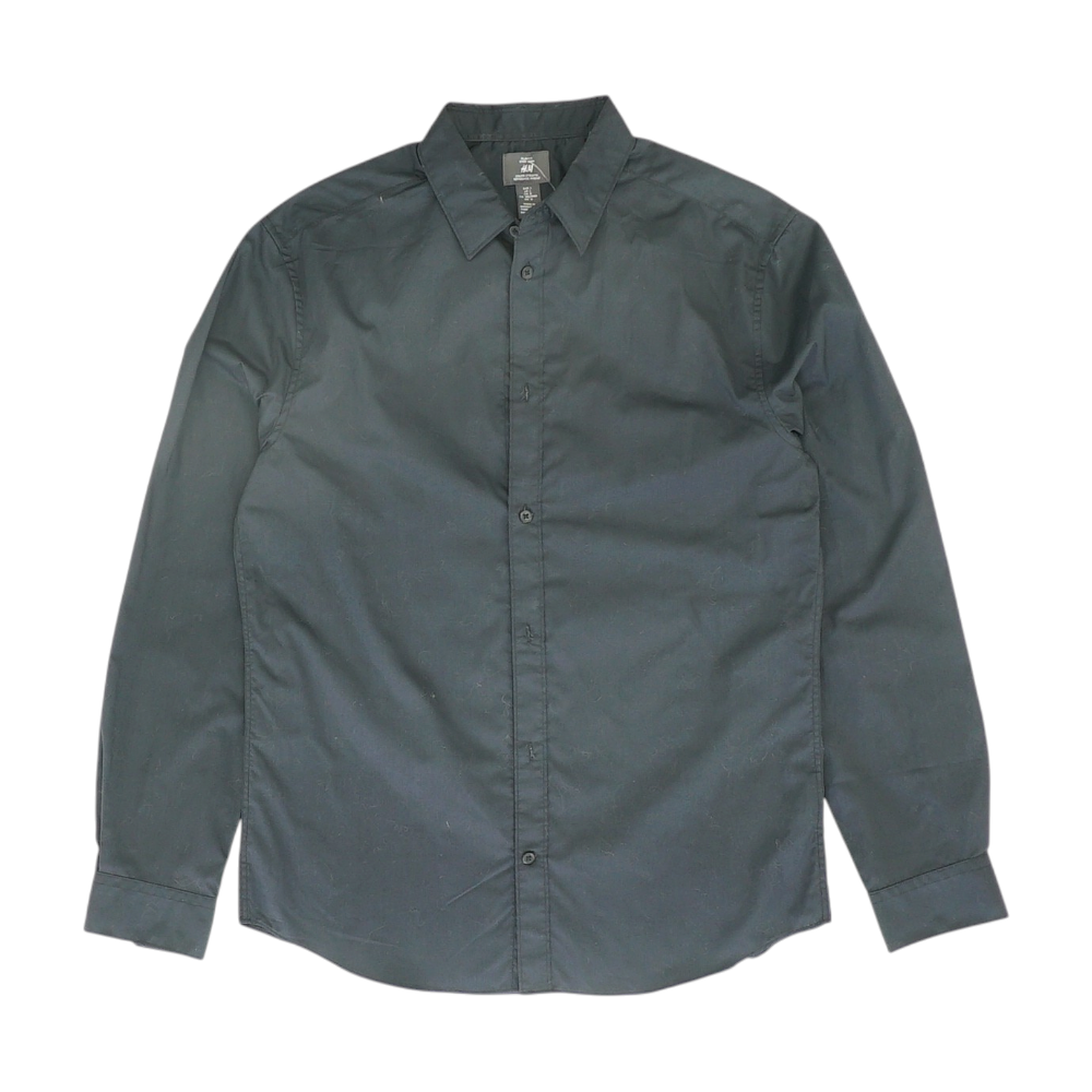 Black Solid Long Sleeve Button Down