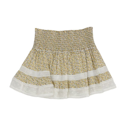 Beige Floral Midi Skirt