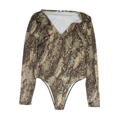 Brown Animal Print Long Sleeve Blouse