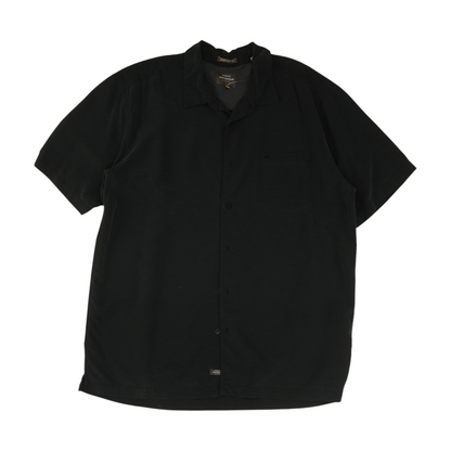 Black Solid Short Sleeve Button Down