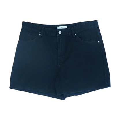Black Solid Denim Shorts