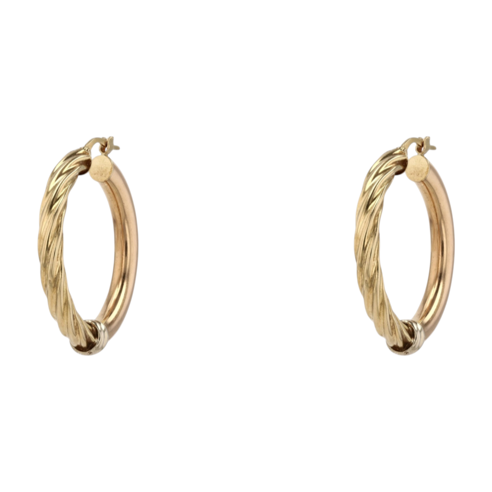 18K Tri-Tone Gold Hoop Earrings