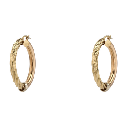 18K Tri-Tone Gold Hoop Earrings