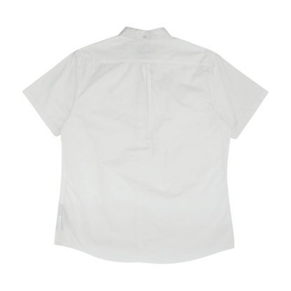 White Solid Short Sleeve Button Down