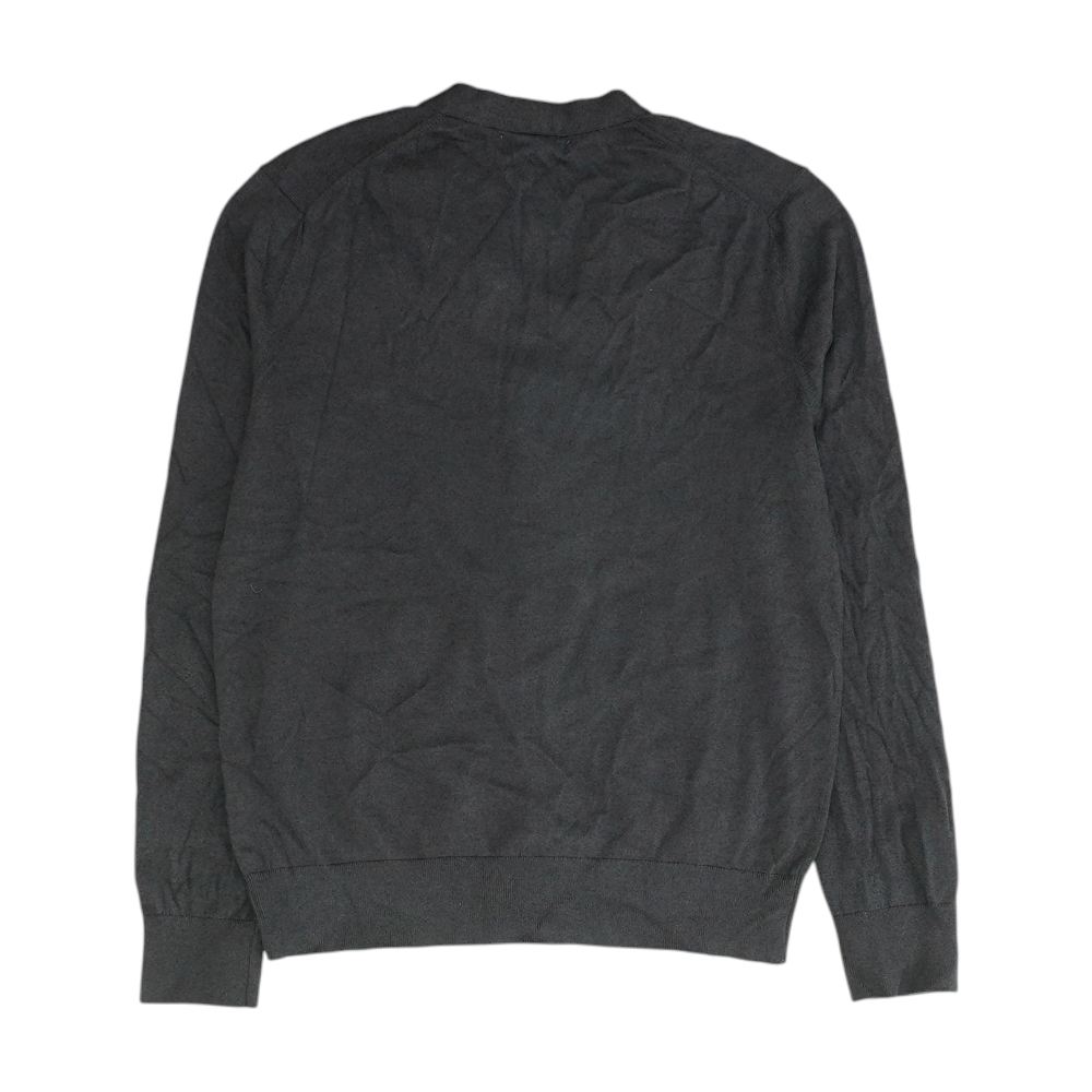 Gray Solid Cardigan Sweater