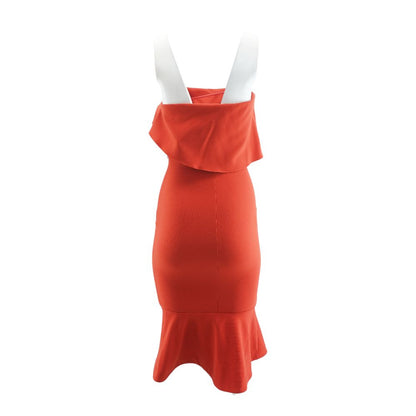 Red Solid Midi Dress